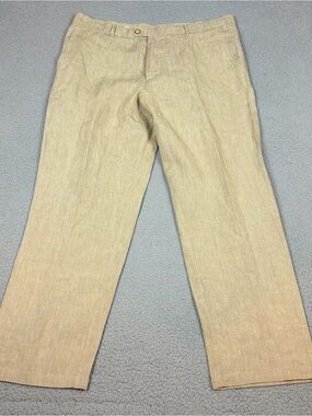 Tasso Elba Pants Light Beige 100% Linen Chinos 36x32 Lightweight Breathable